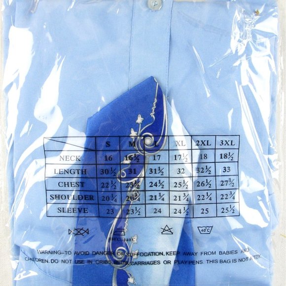 NWT Scorpio Men's 3 Pc Blue Dress Shirt, Tie & Pocket Square Set, Size XL (17.5) - Picture 2 of 2